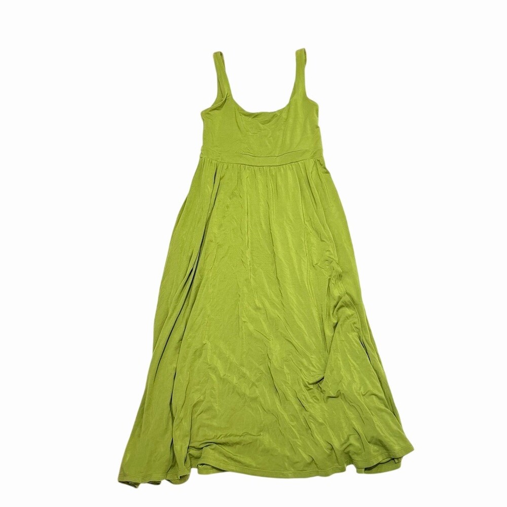Aritzia Wilfred Market Dress Green Maxi S Scoop Neck Slit Tencel Sleeveless 8270